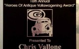 Classic VW BuGS Chris Vallone Awarded Heroes of Antique Volkswagening from Common Gear